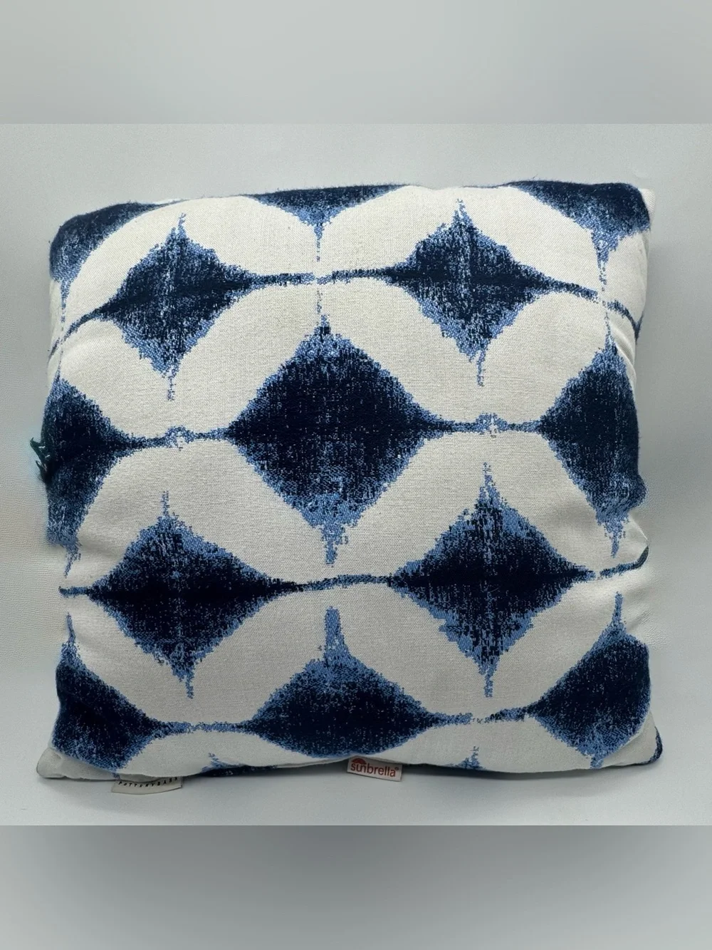 Pottery Barn Sunbrella Outdoor Pillows, Indigo Blue IKat Diamond SET OF 3